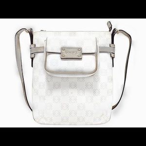 Loewe 100% Authentic Anagram PVC Canvas Medium Crossbody Bag White and Silver